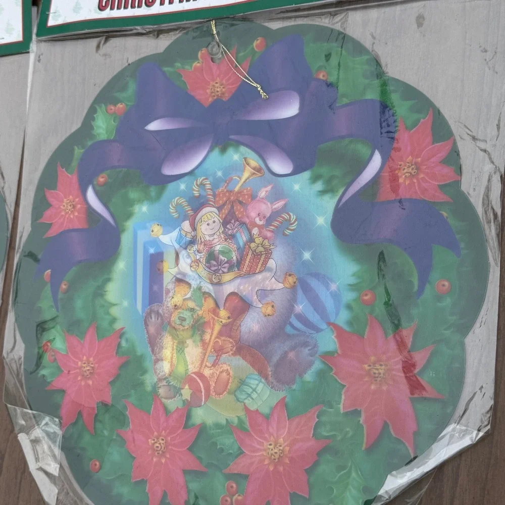 Vintage Christmas House 3D Christmas Decorations Wreath Santa Bear‎ New Sealed